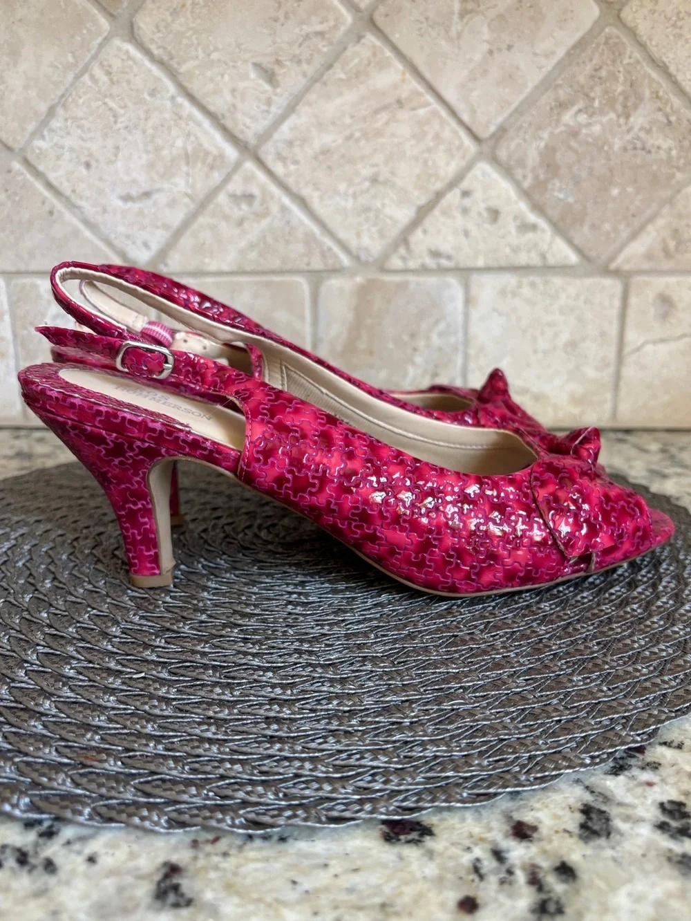 Ros Hommerson Lindsey Peep-Toed Sling Back Pink Heels